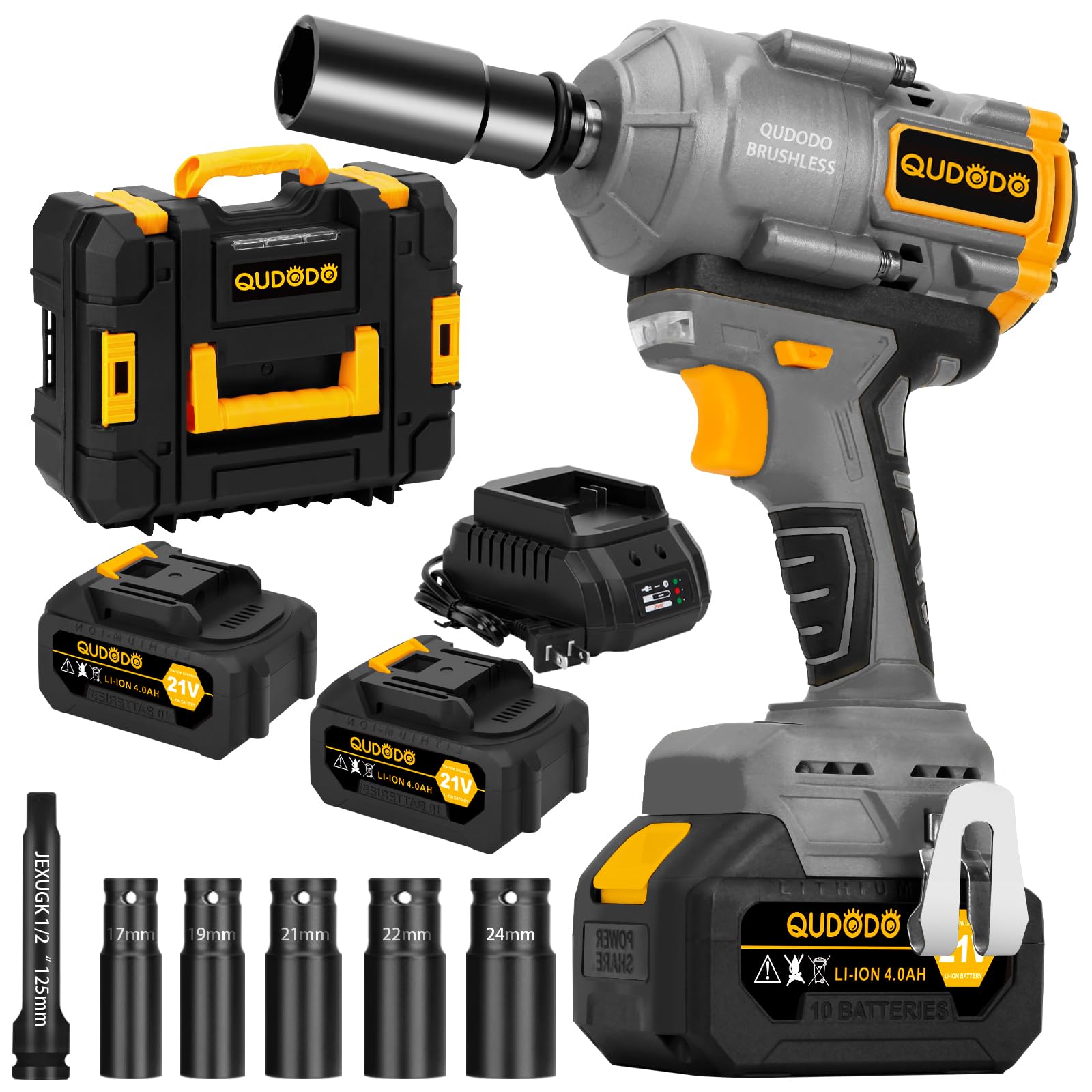 Qudodo cordless impact wrench 1000nm 1 2 21v brushless impact gun