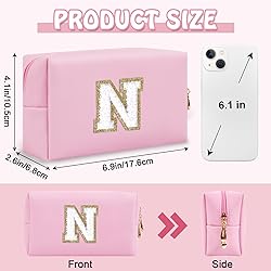 Chenille Letter Personalized Initial Preppy Makeup