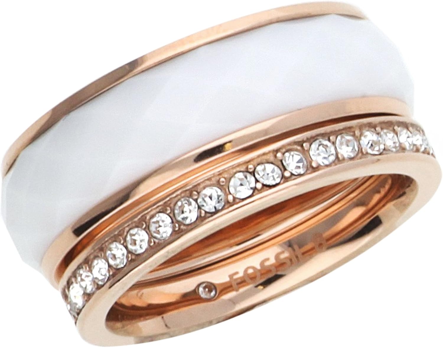 Fossil Damen Ring Edelstahl Acryl Zirkonia Weiss Jf01123791 Amazon De Schmuck