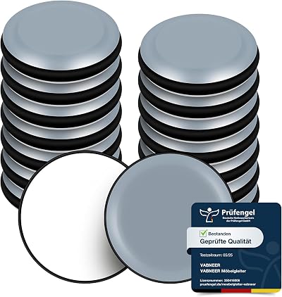 VABNEER PTFE Sliders 30mm 16-Pack Self-Adhesive Furniture Movers for Floors