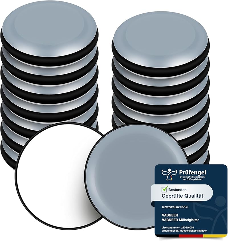 VABNEER PTFE Round Furniture Glides 16pcs Self-Adhesive 25mm Sliders