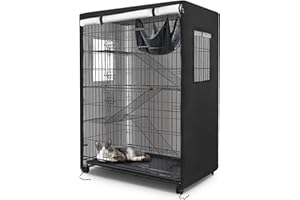 Colewin Catio Cover,37" L x 23.5" W x 50" H Cover for Catio Outdoor Cat Enclosure Waterproof, 420D Cat Cage Covers for Homey Pet Cats Cages, Outdoor Cats Enclosure Covers(Black)(Catios Not Included)