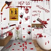 84Pcs Halloween Handprint Footprint Stickers Window Bathroom Floor Decor | Halloween Decorations Window Stickers Clings Decals Restroom Zombie Decorations Halloween Party Decor, 8 Sheets