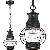 MrSconce Dusk to Dawn Outdoor Pendant Lights for Porch, Farmhouse Black Outdoor Chandelier for Gazebo, Exterior Hanging Porch