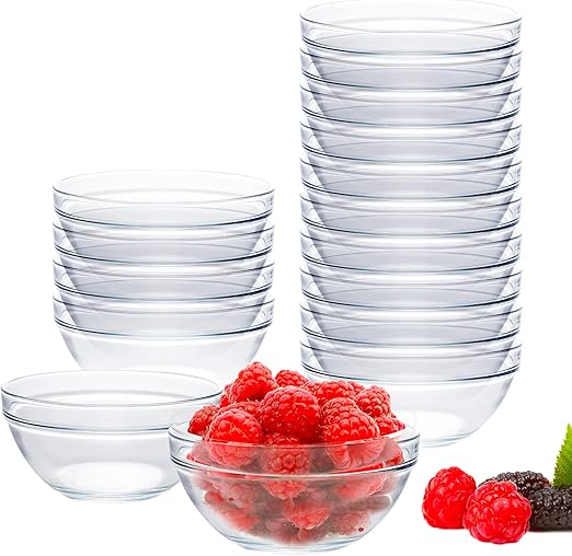 15 Pack 4 Inch Glass Ramekins Bowls, FarielynX Mini Glass Prep Dessert