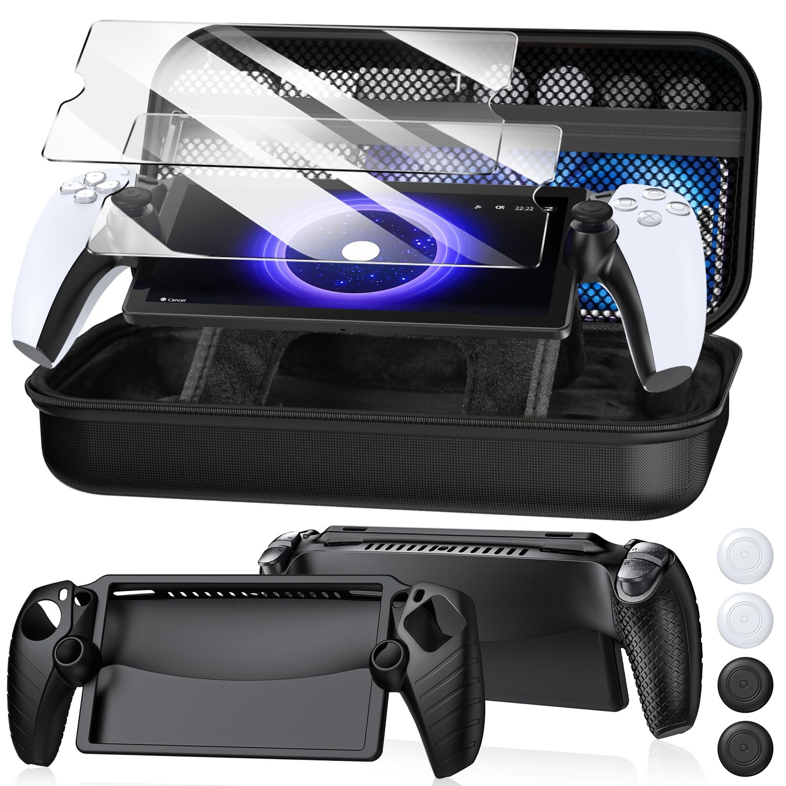 Photo 1 of 10 in 1 Accessoris Kit Compatible with Playstation Portal, Hard EVA Carry Case for Ps Portal, Soft Silicone Protective Cover, 2 HD Pack Screen Protector, 2 Cleaning Kit with 4 Thumb Grip for PlayStation Portal Remote Player