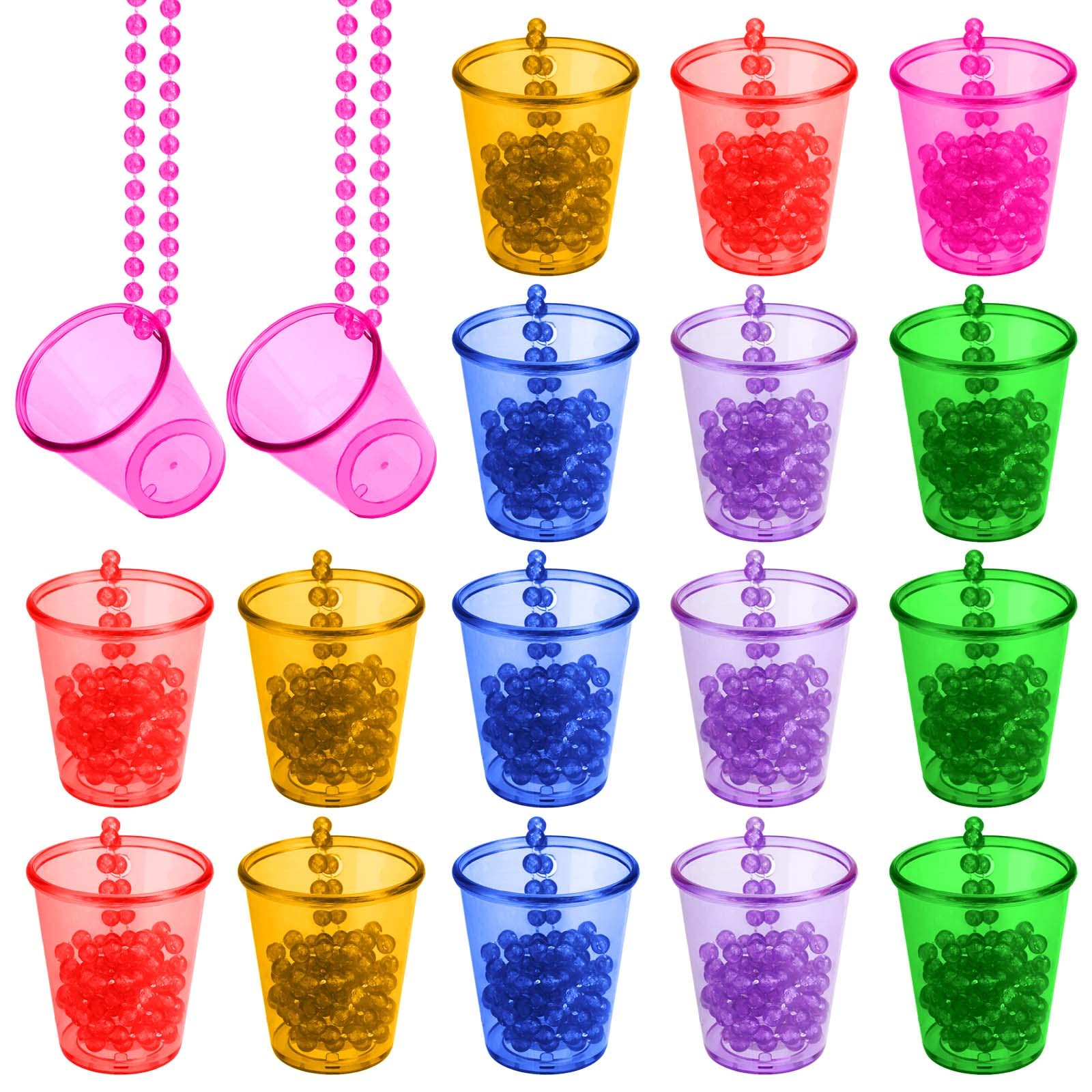 Guichangkai 18Pcs Beaded Bridal Shot Glass, Hen Party Shot Glasses Team Bride Shot Glasses Plastic Shot Glass Necklace for Wedding Bachelorette Party Bridal Shower Decoration B0B2NVBV13