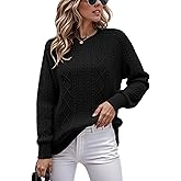 Jouica Women's Cable Knit Crewneck Sweaters Casual Long Sleeve Lightweight Ribbed Pullover Fall Outfits for Women 2025