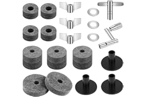 KORDOS 23pcs Cymbal Replacement Accessories Set with Cymbal Stand Felts, Hi-Hat Clutch & Seat, Felt Pads, Sleeves, Wing Nuts, Washers, T-type & Z-type Drum Keys, Gray