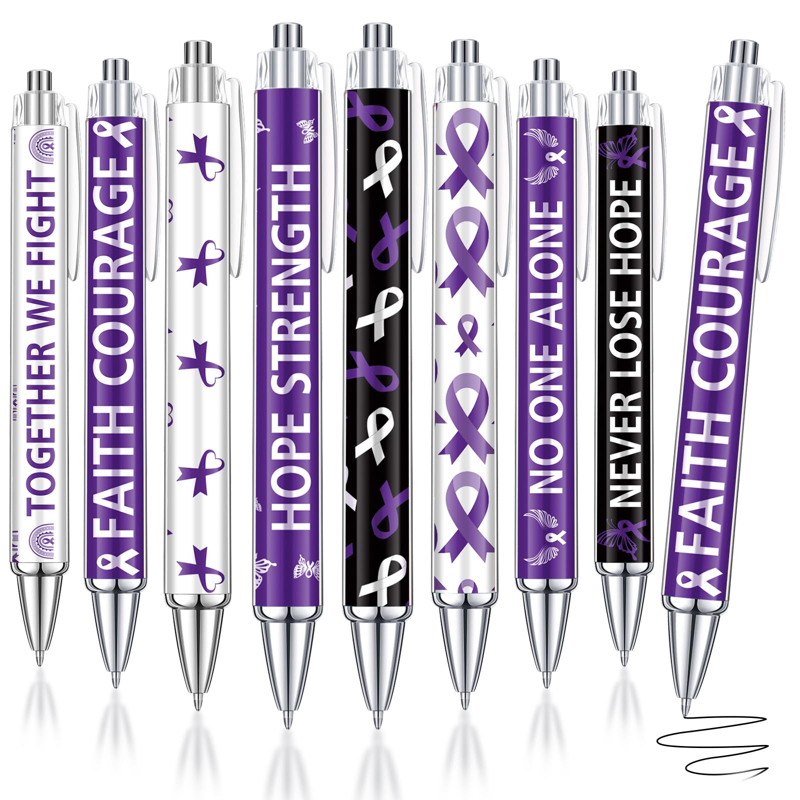 Photo 1 of Dispowreath 48 Pcs Purple Pancreatic Cancer Pens Bulk Purple Ribbon Awareness Gifts Faith Courage Hope Strength Health Awareness Favors for Animal Abuse, Alzheimer's, Lupus and Pancreatic Cancer