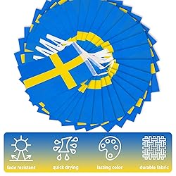 Sweden String Flag Pennant Banner, Small Mini