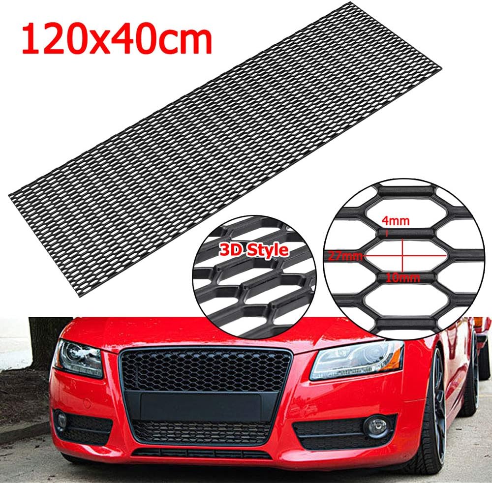 Tickas Universal Black Honeycomb Hexagon Mesh ABS Grille Fog Custom 47"x16" Compatible with Benzs with Audis