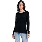 Women's 100% Merino Wool Base Layer Shirt Long Sleeve Thermal Underwear Crewneck Casual Tee Tops for Hiking Travel Skiing