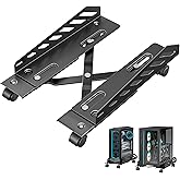 PEGZONE Adjustable PC Stand for Floor Ventilated CPU Cart,Black | 400-510mm D, 160-300mm W, 4 Caster Wheels, Under Desk PC Tower Stand , For Office, Gamers