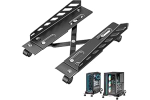 PEGZONE Adjustable PC Stand for Floor(400-510mm D, 160-300mm W), PC Tower Stand with 4 Caster Wheels, Ventilated Under Desk CPU Cart Holder for Office, Gamers, Black