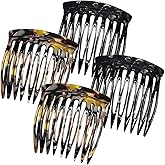 HYFEEL Hair Side Combs - Small French Side Hair Comb Clips for Women Decorative French Twist Hair Styling Accessories -4 Pcs (Black, Brown Onyx)