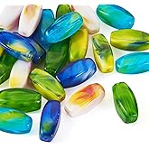 Cheriswelry 25Pcs Faceted Glass Oval Beads Bracelet Spacer Beads Emerald Green Loose Beads 14x5.5x5.5mm for DIY Necklace Earring Jewelry Making Crafts