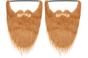 VALICLUD 2PCS Fake Beard Brown Fake Fake Whisker Simulation Mustaches with Elastic Band for Halloween Christmas