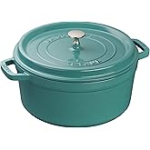STAUB Cast Iron 5.5-qt Round Cocotte, Serves 5-6, Made in France, Turquoise