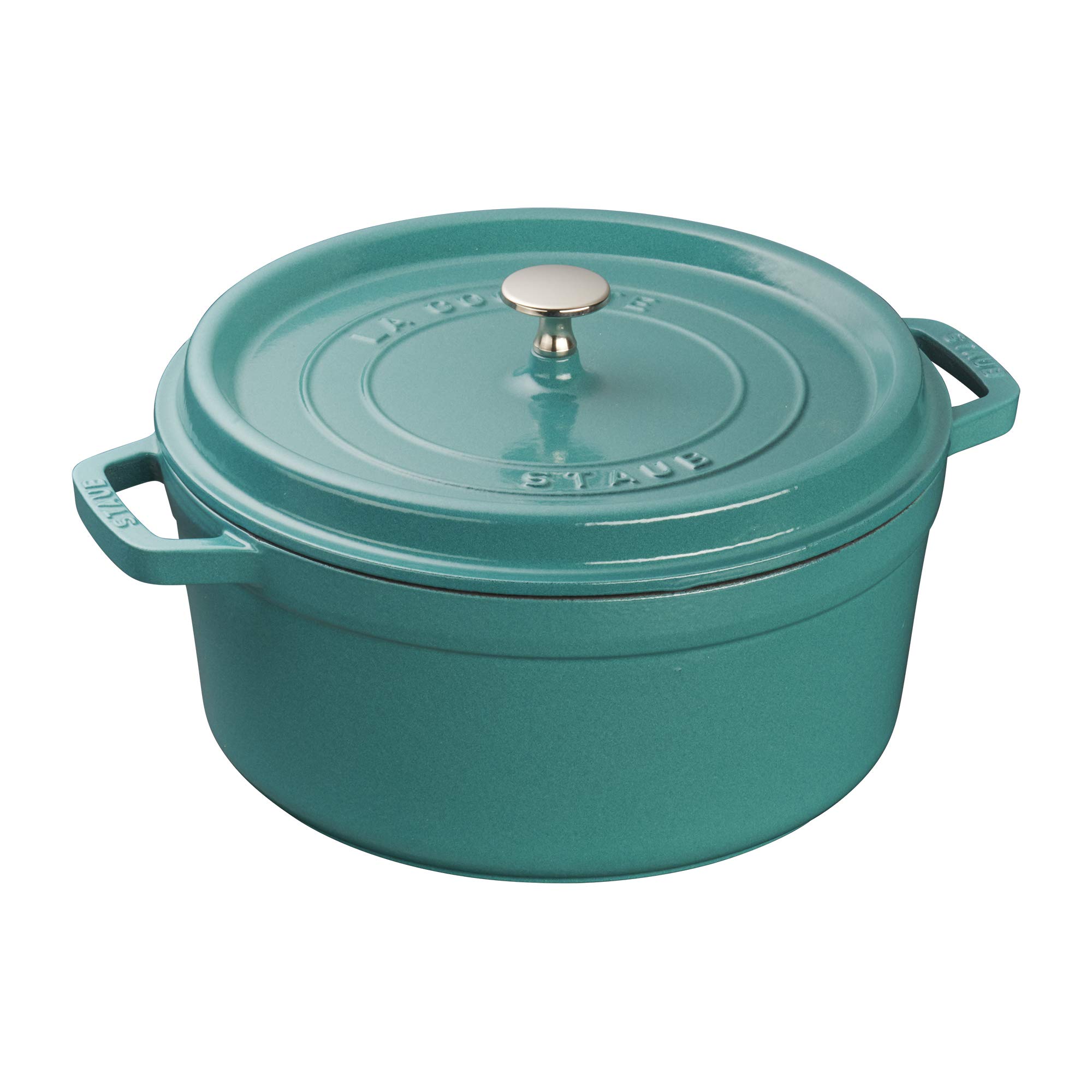 STAUB Cast Iron 5.5-qt Round Cocotte, Serves 5-6, Made in France, Turquoise