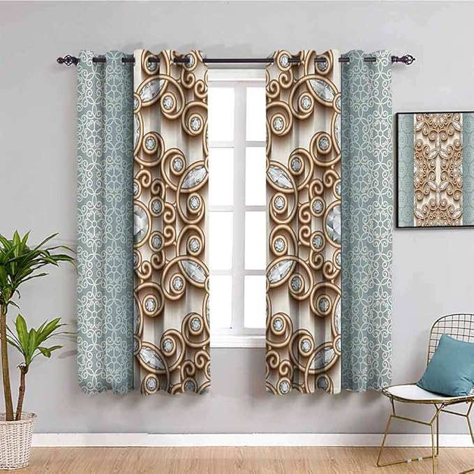 Diamond Decor - Cortinas de bloqueo de luz para sala de estar, diseño