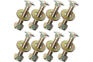 Metalsuberg 5/16" x 1-1/4" Carriage Bolt by Color Galvanization of Square Neck with Nylon Lock nut and Large Size Washer asso