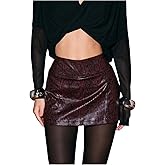 MakeMeChic Women's Leather Mini Skirt Snakeskin Print Low Waisted Party Bodycon Micro Skirts