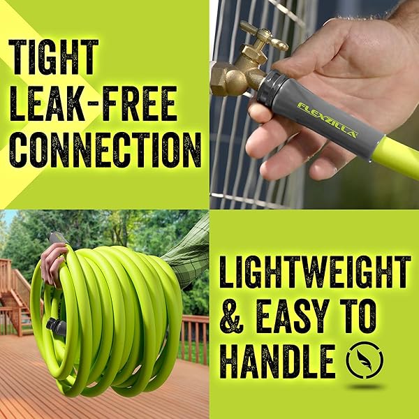 FLEXZILLA GARDEN HOSE 5/8 IN. X 50 FT., LIGHTWEIGHT ALL-WEATHER WATER HOSE, DURABLE AND FLEXIBLE, LEAK-FREE CONNECTIONS