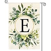 AVOIN colorlife Monogram Letter E Floral Garden Flag 12x18 Inch Double Sided Outside, Family Last Name Initial Yard Outdoor Decoration