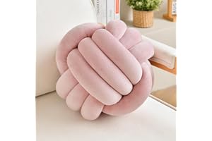LUSJNGE Decorative Throw Knot Pillow Ball for Home Chair Sofa Aesthetic Round Velvet Knotted Pillow Cushion Dusty Pink 8.7inch