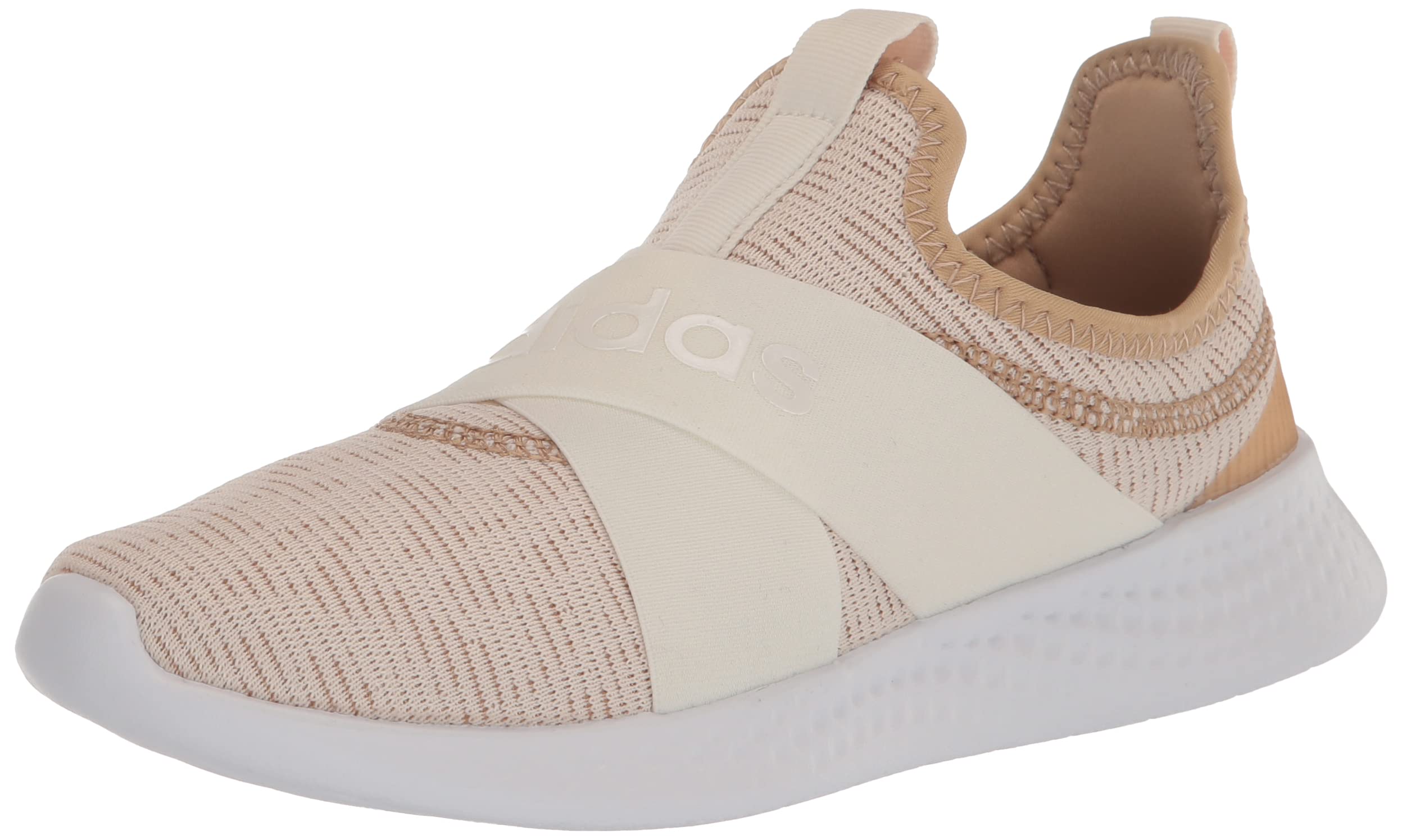 adidas Women’s Puremotion Adapt Sneaker, Wonder White/Zero Metallic/Bliss Orange, 5