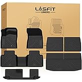 LASFIT Floor & Backseat & Cargo Mats for Mitsubishi Outlander 2022-2025, TPE All Weather Protection Custom Fit 3 Rows Floor Liners and Trunk Mats Rubber for Outlander Accessories, Black