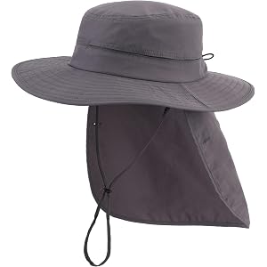 Connectyle Wide Brim Sun Hat for Men Women UPF 50+ Breathable Fishing Hat with Neck Flap Outdoor Hiking Safari Bucket Hats