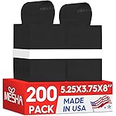 MESHA Kraft Gift Bags 200 Pack 5.25x3.75x8 Inch Small Black Paper Bags with Handles Bulk for Small Business,Birthday,Party,Wedding,Retial,Shopping Bag