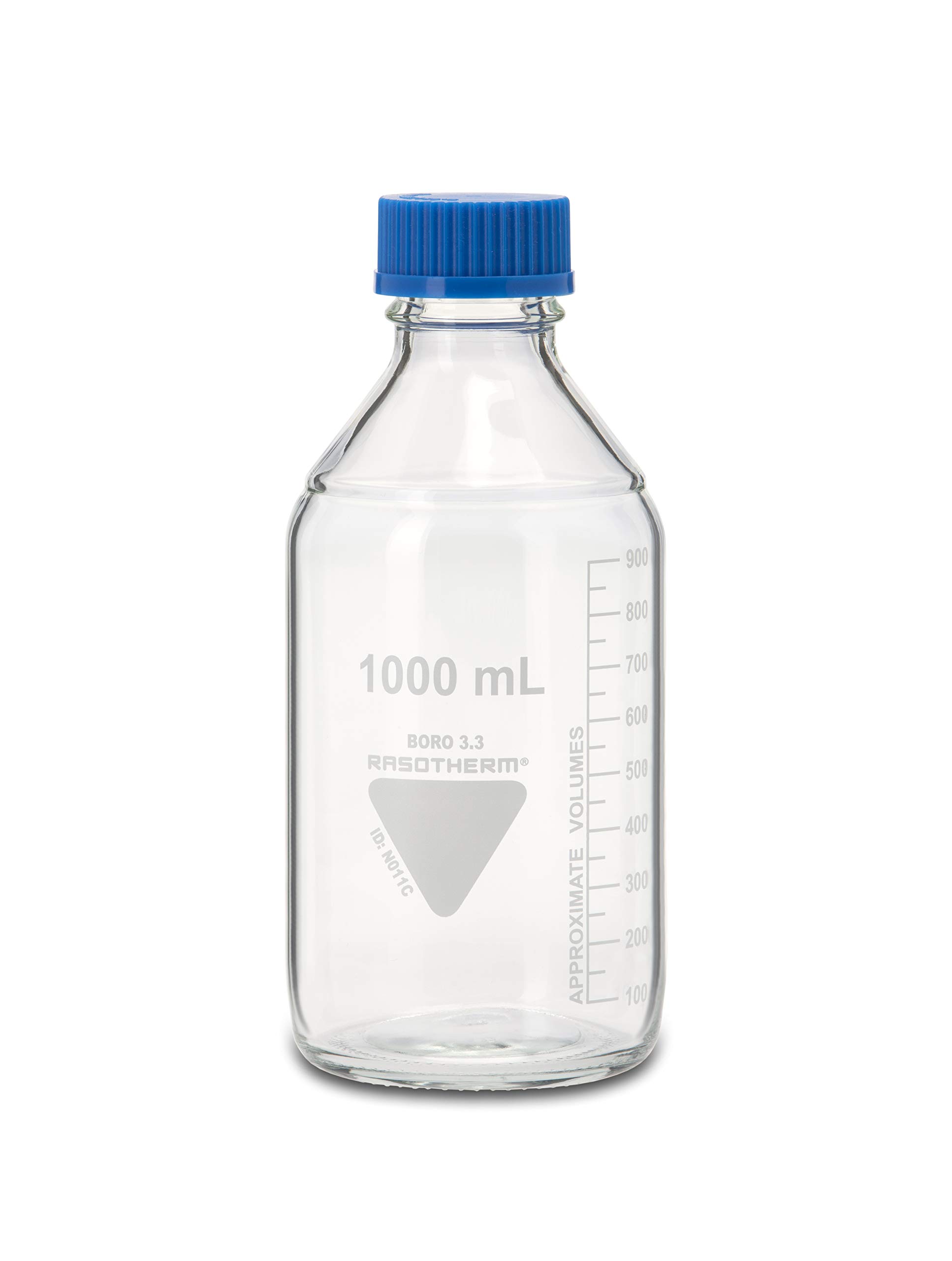 Rasotherm Laboratory Bottles, (Boro 3.3), GL45, Blue Screw Cap, 1000 ml