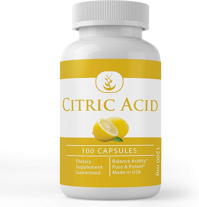 Citric Acid (100 Capsules, 1200 mg Serving) 100 Pure Citric Acid, Natural Citric Acid (100 Capsules, 1200 mg Serving) 100 Pure Citric Acid, Natural