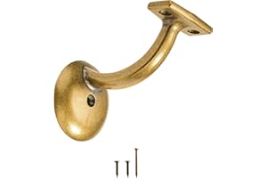 khtumeware 6 Pack Antique Brass Hand Rail Bracket Heavy Duty Hardware for Stairways, Home or Office Vintage Stair Support Handrail Brackets