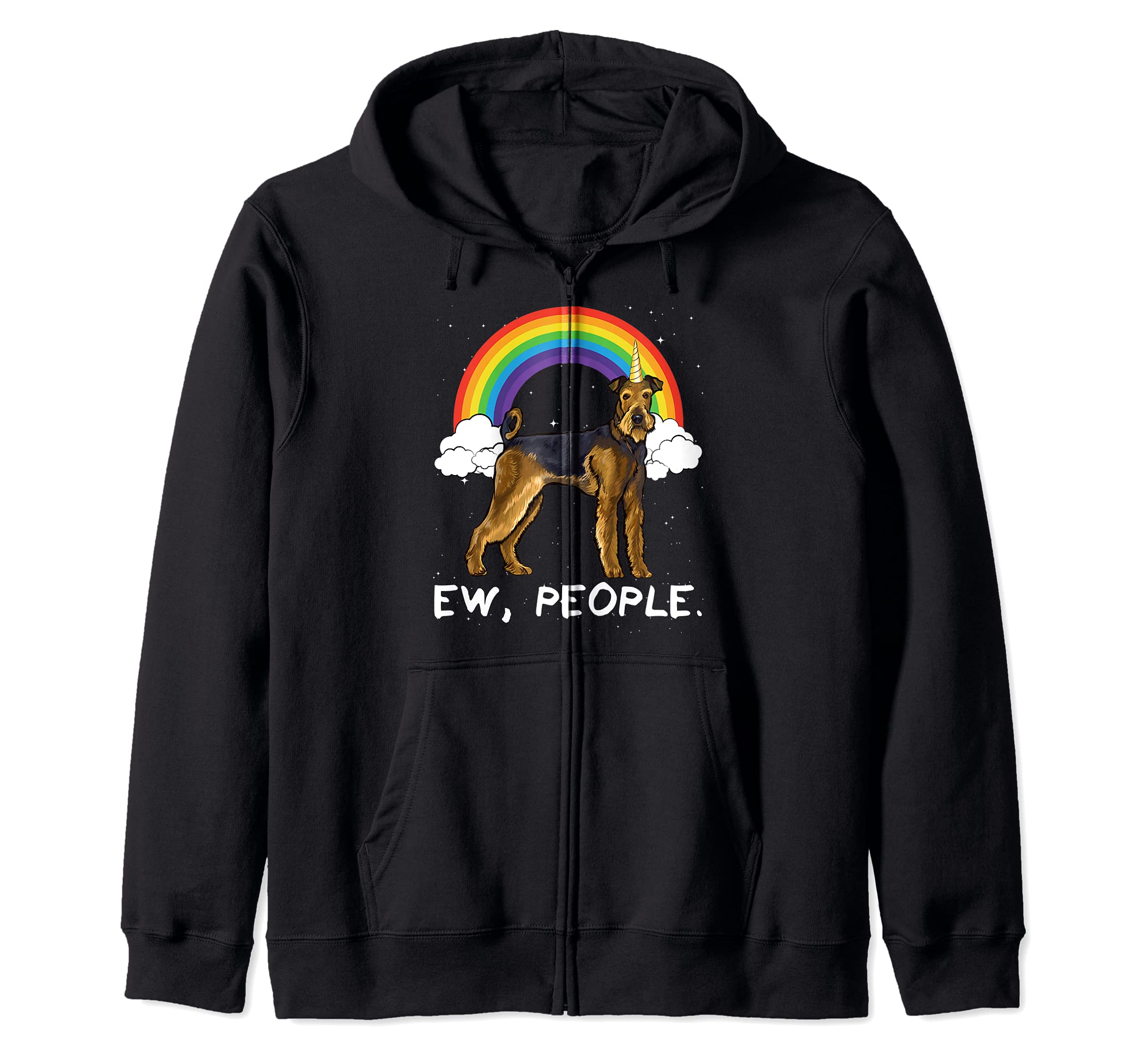 Rainbow Airedale Terrier Ew People Unicorn Dog Zip Hoodie
