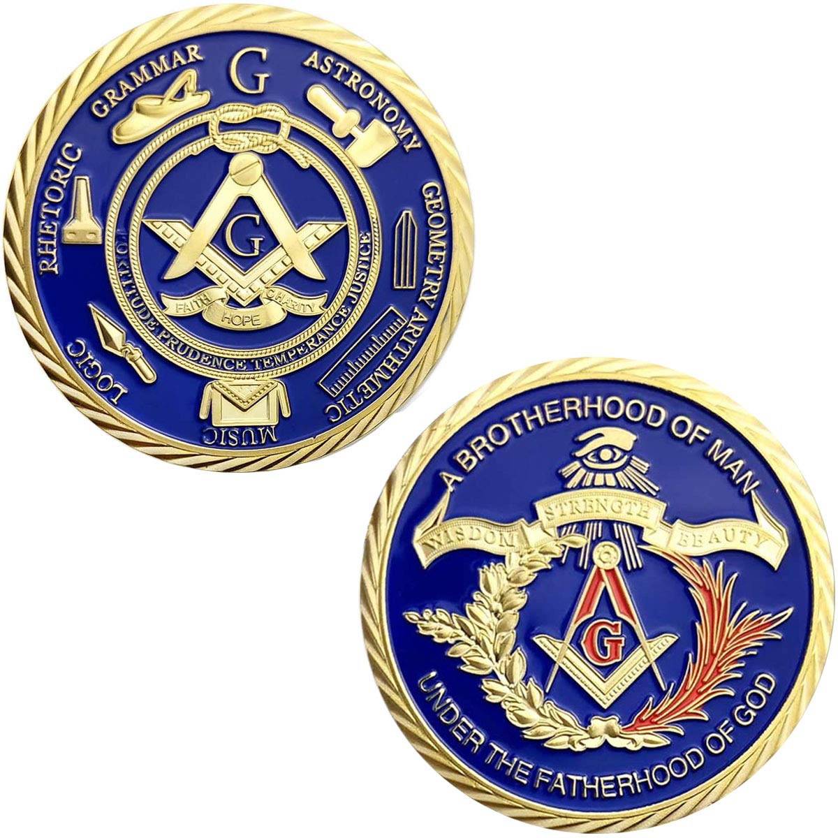QUEAMBLER Commemorative Masonic Coin Brotherhood of Man Challenge Coin Freemason Commemorative Souvenir Gift
