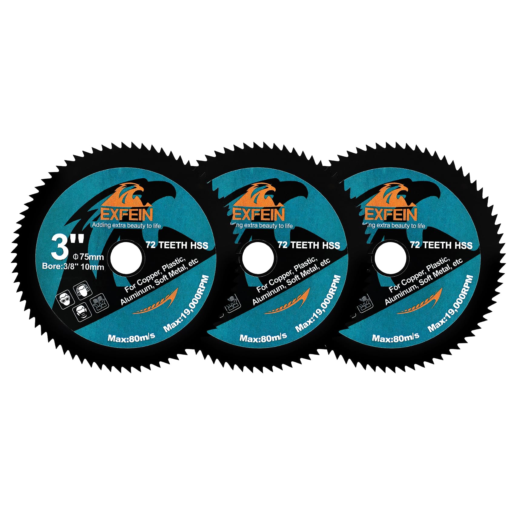 EXFEIN 75mm HSS Circular Cutting Disc 3pcs, High-Speed Steel Disc for Cutting Soft Metal Copper Aluminum Wood Plastic Diamond Disc