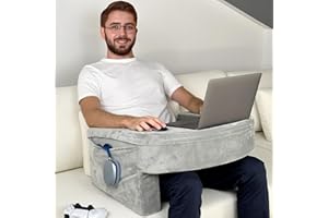 EPHEDORA Ergonomic Gaming & Laptop Pillow Table | X-Large Design | Inclined Arm Rest & Reading Pillow for Gamers | Lap Desk Pillow with X-Large Pockets | Ideal for Gaming, Working, Reading