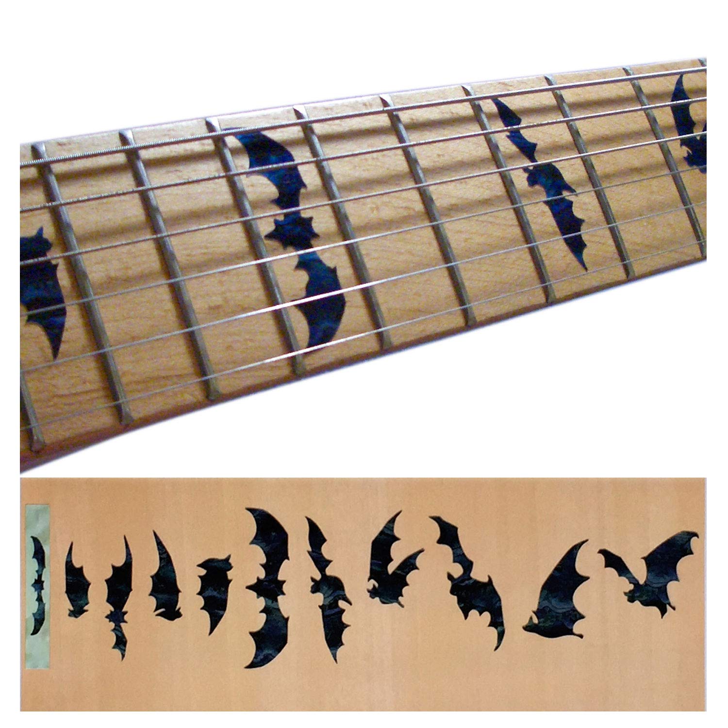 Inlaystickers Fret Markers for Guitars & Bass - Bat Wings - Black Pearl F-021BW-BP