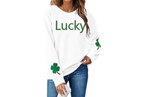 KNEYATTA St. Patrick's Day Sweatshirt Women Lucky Clover Sweatshirts Shamrock Pullover Long Sleeve Graphic Tops