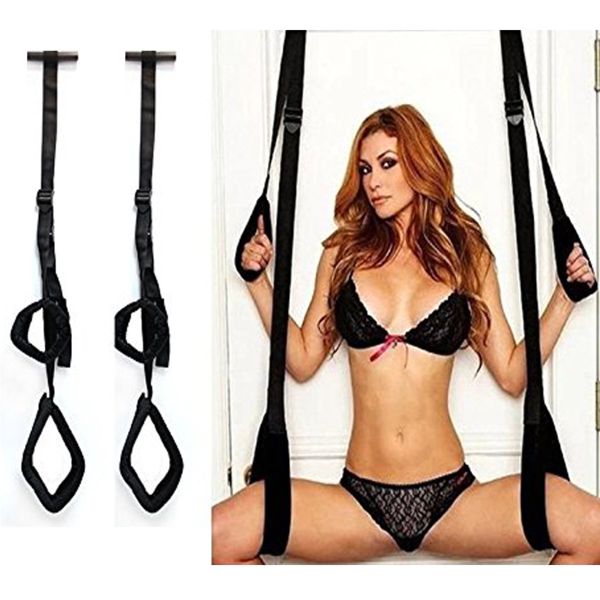 Hanging on Door Bondage Sex Swing in Black