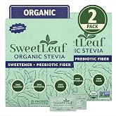 SweetLeaf Organic Stevia Powder Sweetener, Sugar Free - 70 Packets (2 Pack) | Zero Calorie Sweetener No Erythritol, Stevia Leaf Extract, Natural Sugar Substitute for Coffee &amp; Baking, Prebiotic Fiber