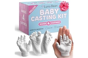 Luna Bean Baby Footprint and Hand Casting Mold Kit (4 Pack) First Time New Mom Gifts - Newborn Foot Handprint Baby Keepsake -
