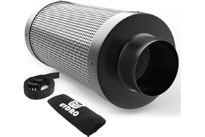 G HYDRO 6in Carbon Filter for 100% Air Filtration - 2024 New Removes 3X More Odors, Contaminants, Dust, Pollen, Particles. Australian Virgin Charcoal, Reversible Flange for Inline Duct Fan Combo