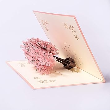 Yhmall Carte 3d Carte Pop Up Carte De Voeux Pour Anniversaire Mariage Forme D Arbre De Sakura Couple Romantique Cuisine Maison Loisirs Creatifs Lawawarenesssociety In