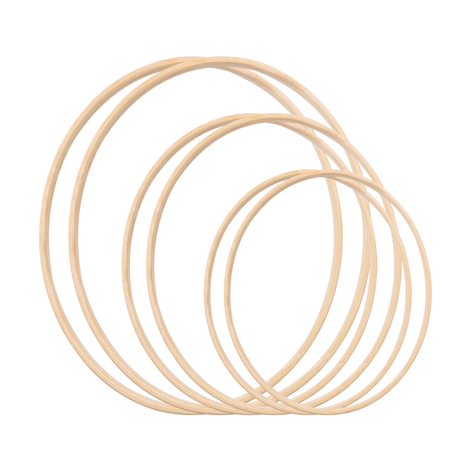 Gukasxi 6 Pieces (20/25/33cm) Wooden Bamboo Floral Hoop Wreath Large Macrame Craft Hoop Rings for DIY Dream Catcher, Wedding Wreath Decor and Wall Hanging Crafts