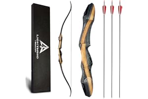 Lightning Archery Recurve Bow and Arrow Set 62" Archery Hunting Bow Wooden Takedown Recurve Bow for Adults Beginners to Advanced Outdoor Practice & Hunting (25-60lbs)